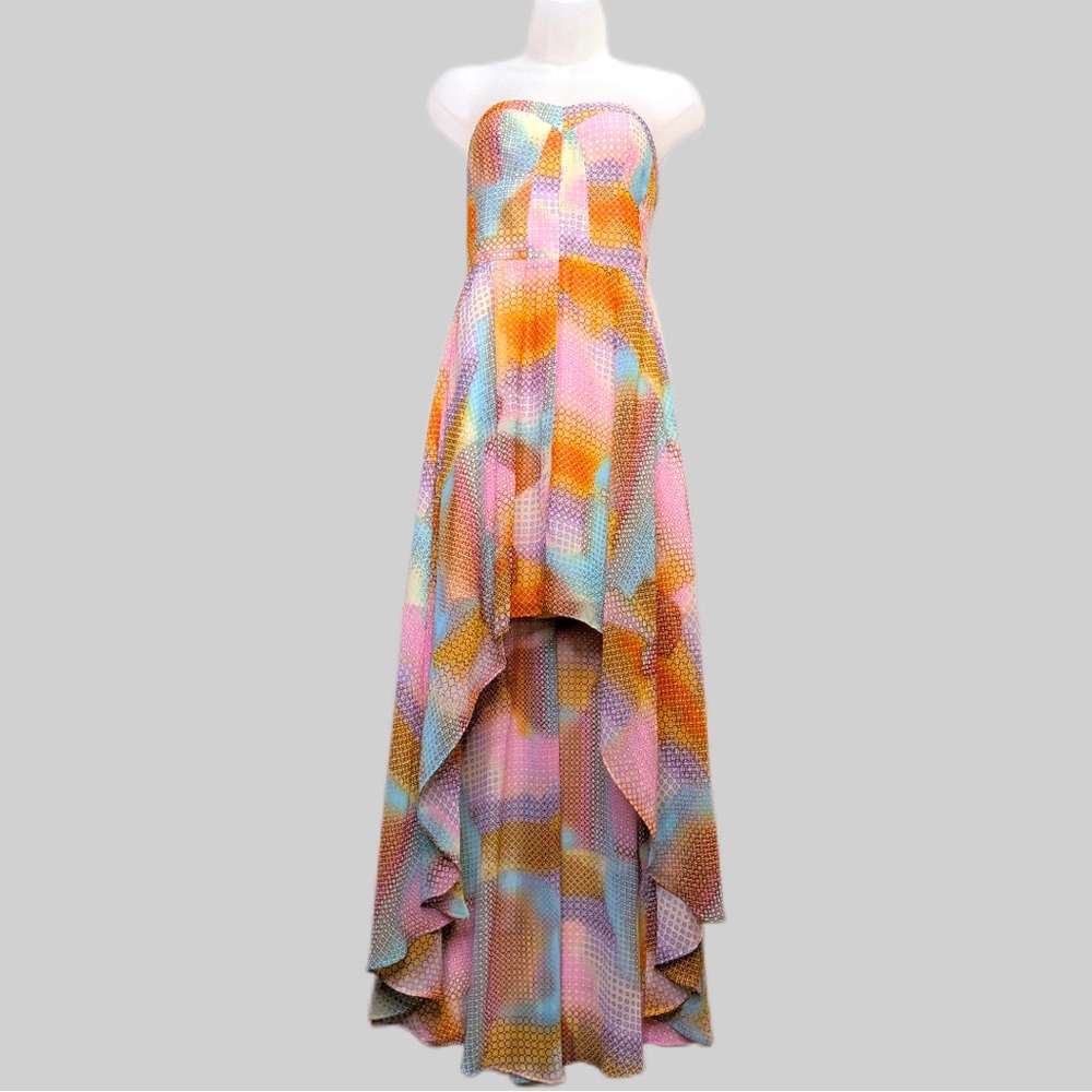 Guess Party Dress Womens 4 Rainbow Pastel Asymmetrical Hi Low Fairy Formal Gown